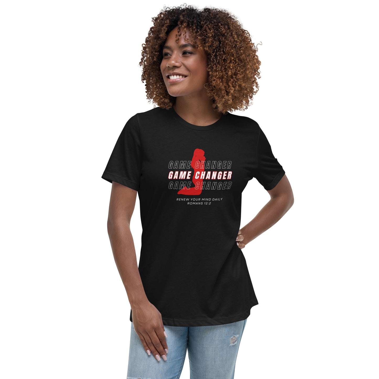 Women's Game Changer Red Print - Relaxed T-Shirt