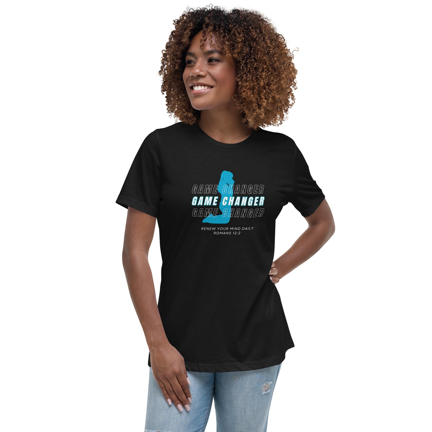 Women's Game Changer Teal Print - Relaxed T-Shirt