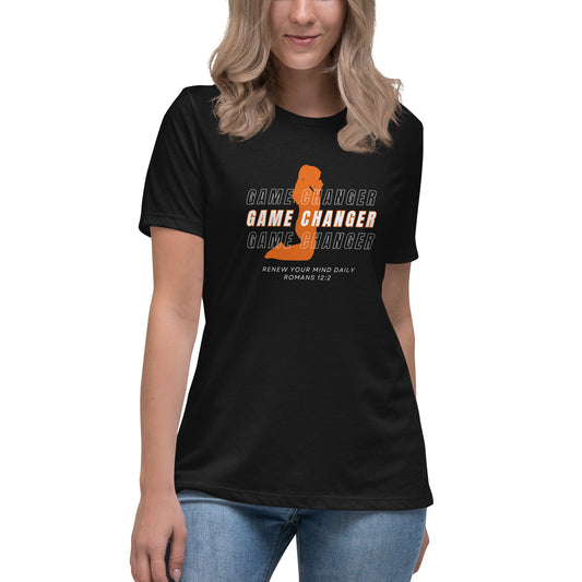 Women's Game Changer Orange Print - Relaxed T-Shirt