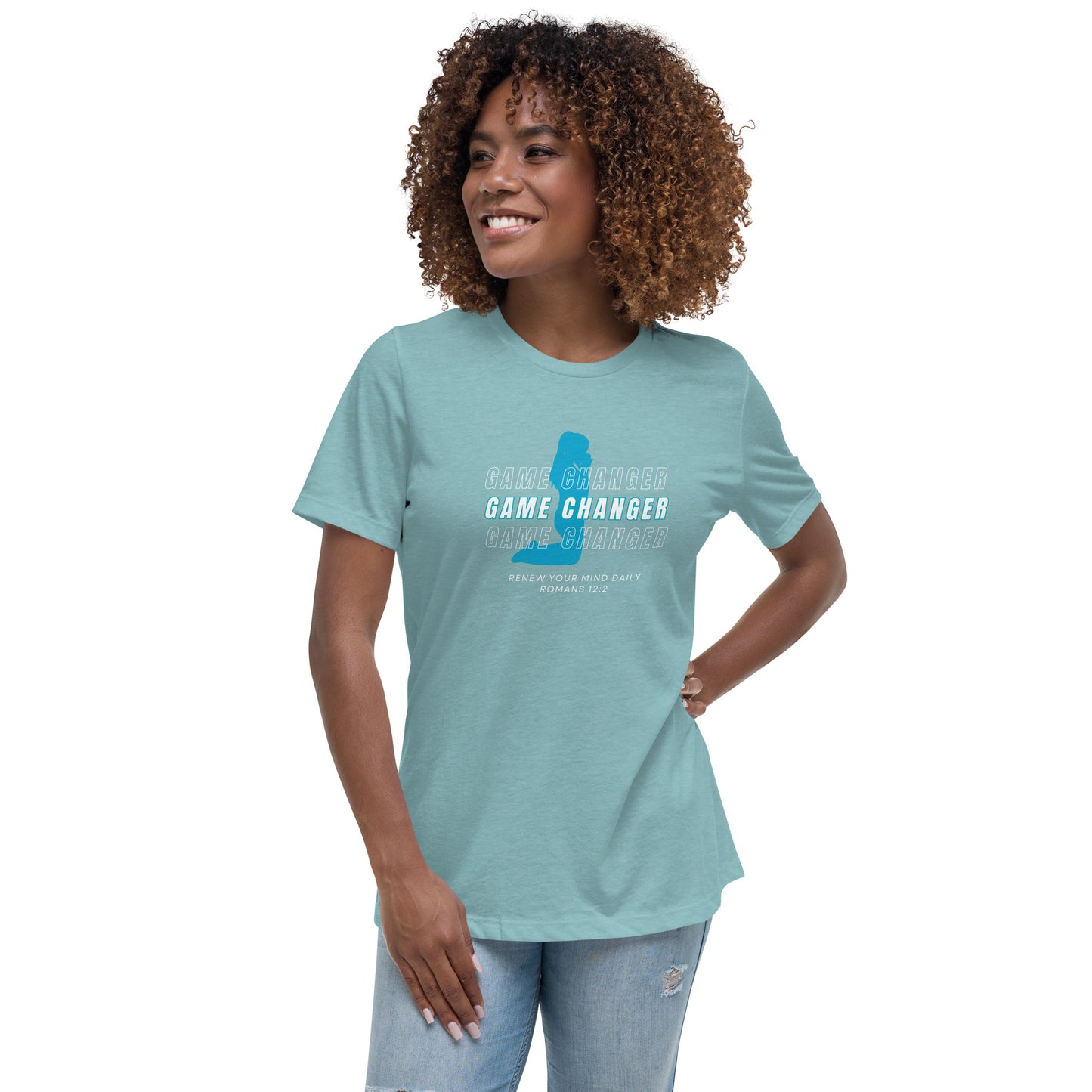 Women's Game Changer Teal Print - Relaxed T-Shirt