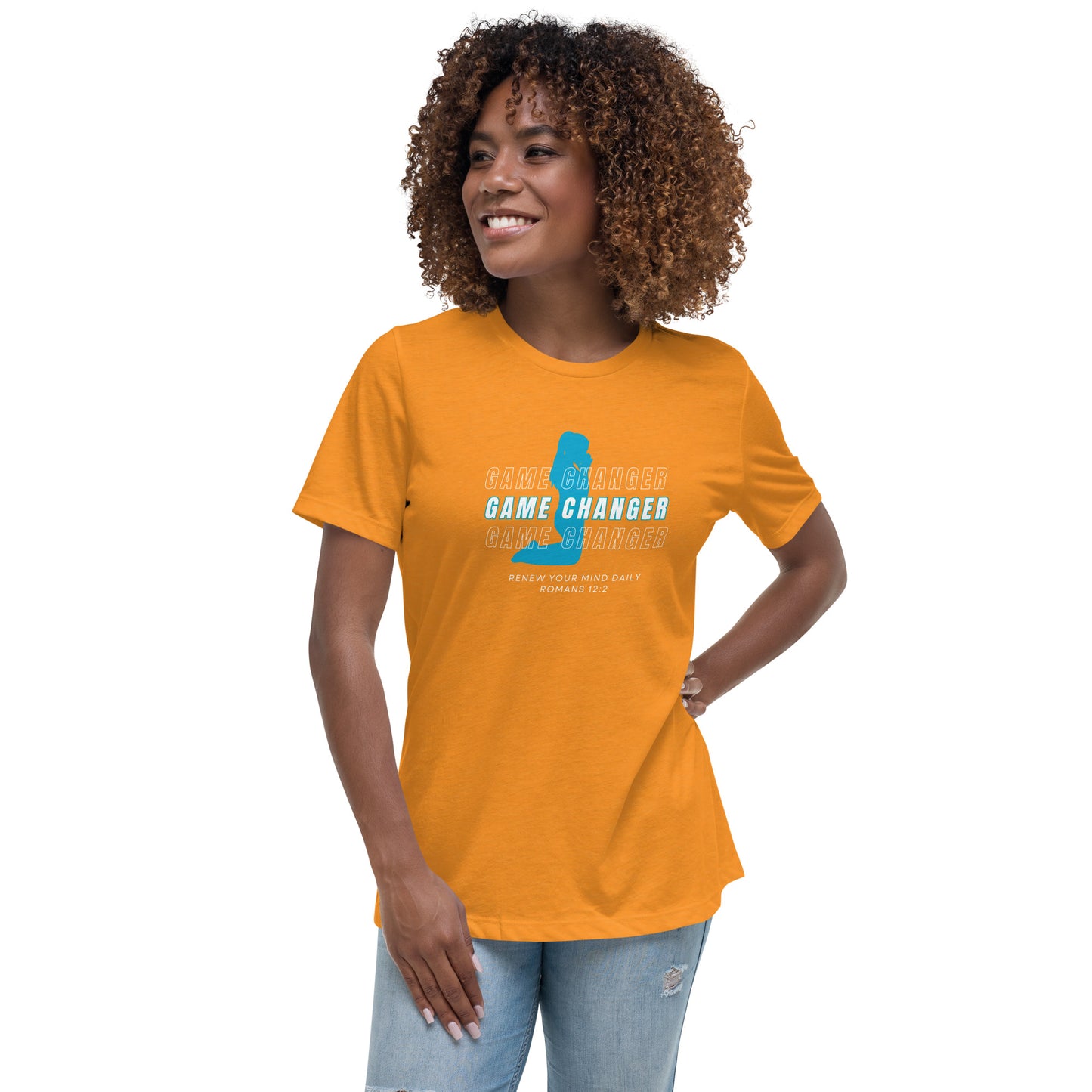 Women's Game Changer Teal Print - Relaxed T-Shirt