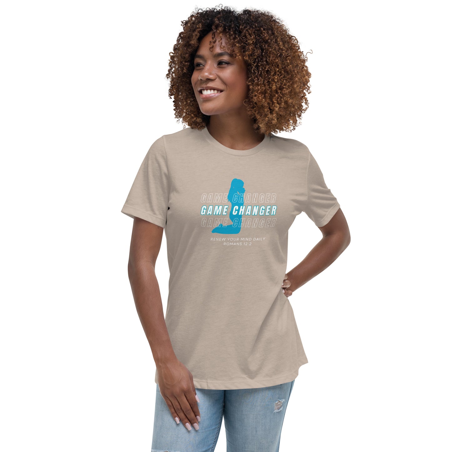 Women's Game Changer Teal Print - Relaxed T-Shirt