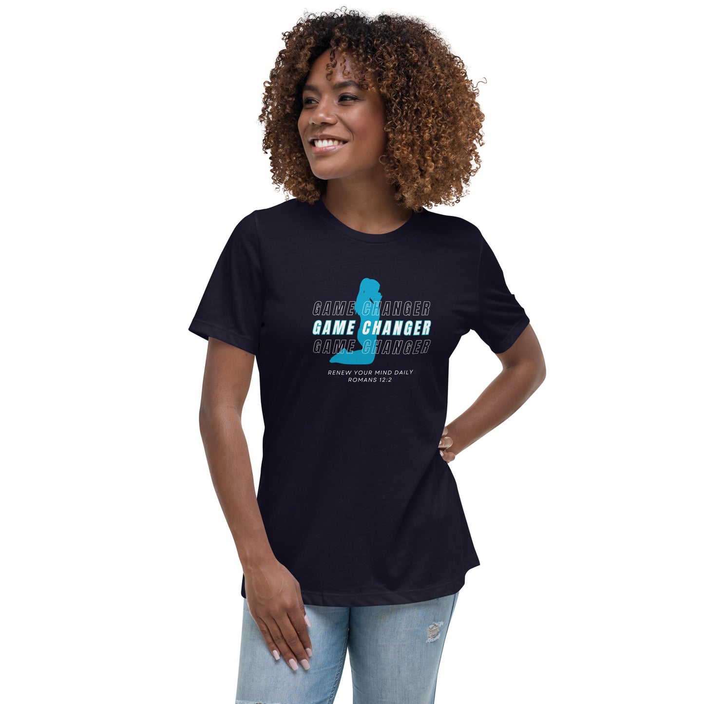Women's Game Changer Teal Print - Relaxed T-Shirt